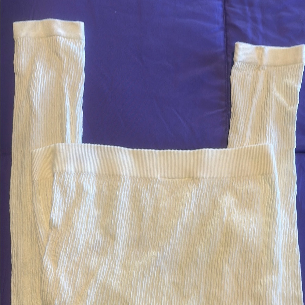 Cream Textured Leggings